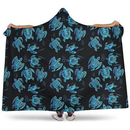 Tribal Turtle Polynesian Themed Design Hooded Blanket-JTAMIGO.COM