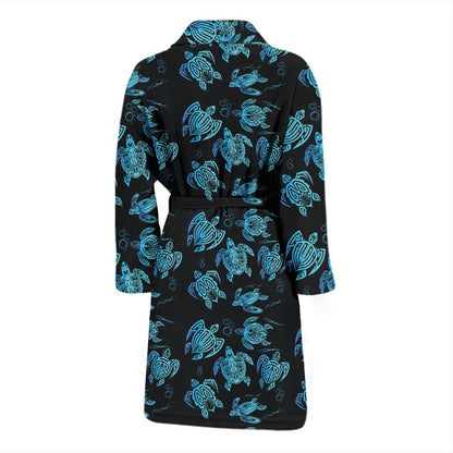 Tribal Turtle Polynesian Themed Design Men Bath Robe-JTAMIGO.COM