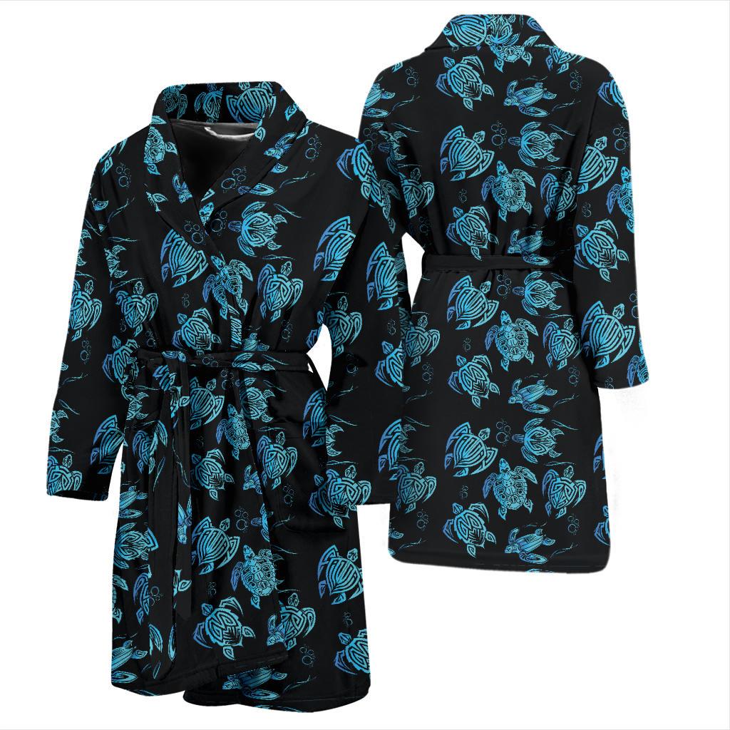 Tribal Turtle Polynesian Themed Design Men Bath Robe-JTAMIGO.COM