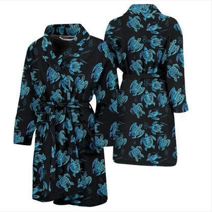 Tribal Turtle Polynesian Themed Design Men Bath Robe-JTAMIGO.COM