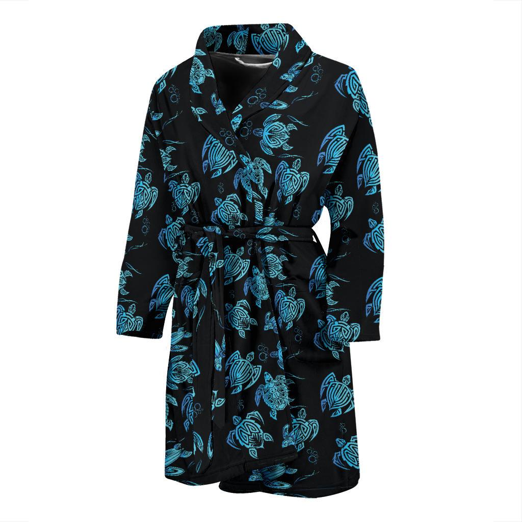 Tribal Turtle Polynesian Themed Design Men Bath Robe-JTAMIGO.COM