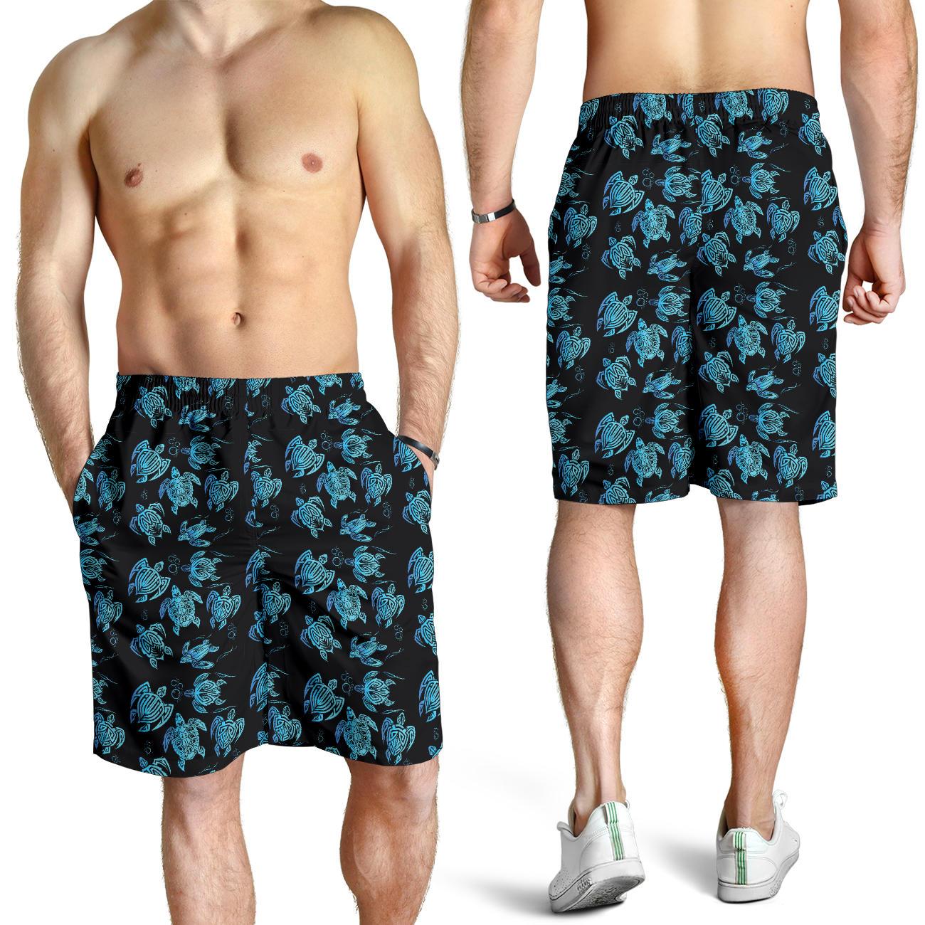 Tribal Turtle Polynesian Themed Design Mens Shorts-JTAMIGO.COM