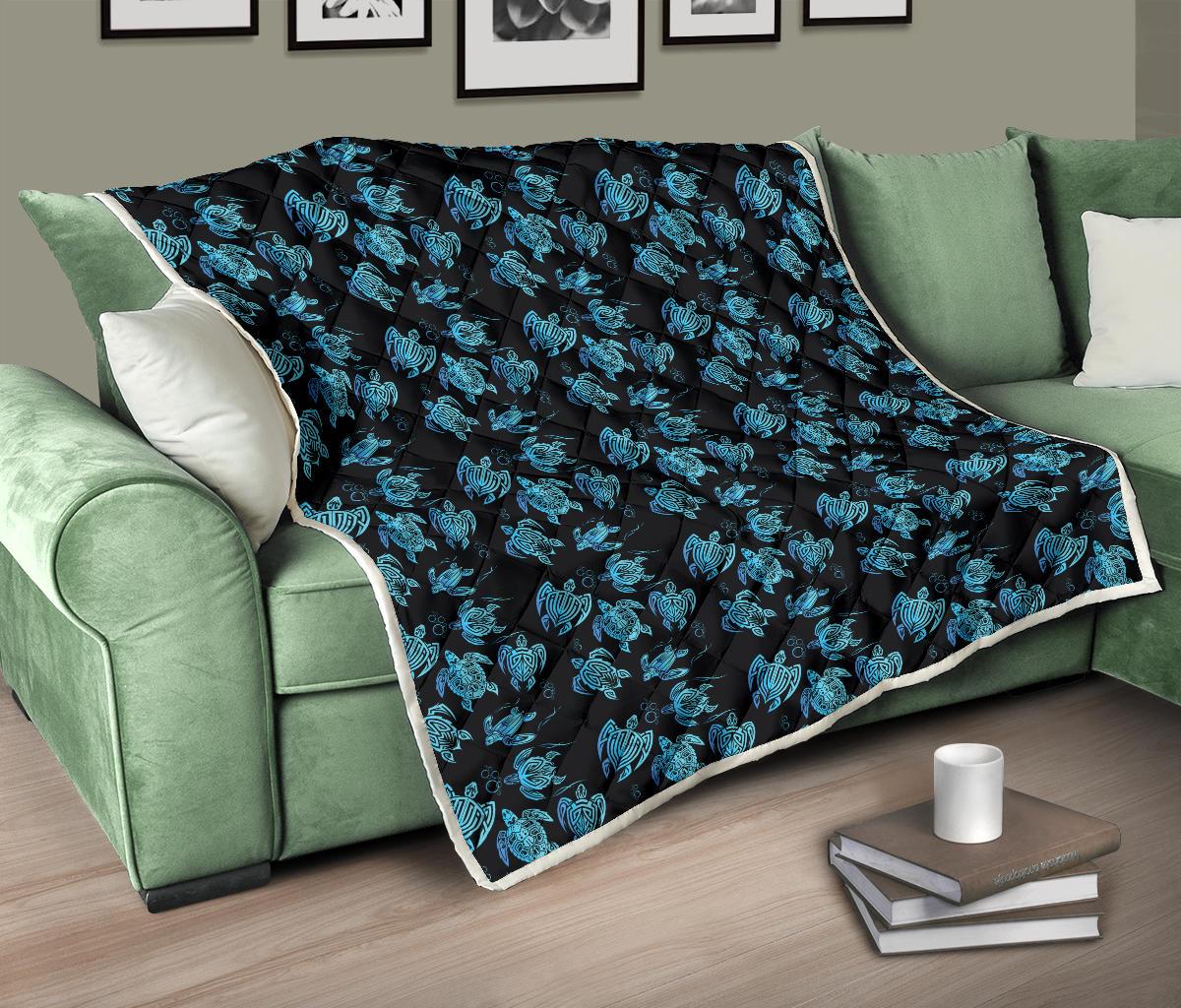 Tribal Turtle Polynesian Themed Design Premium Quilt-JTAMIGO.COM
