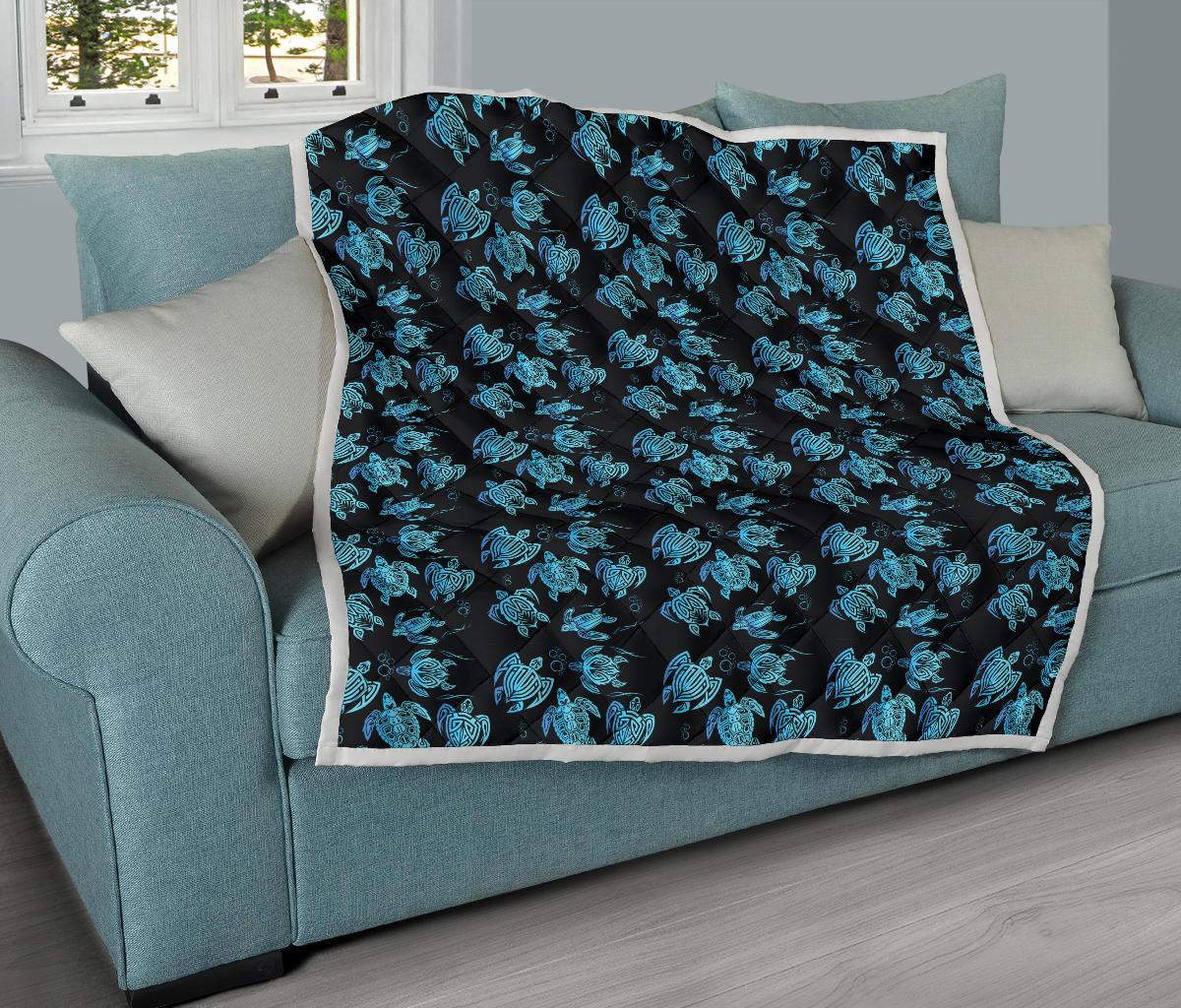 Tribal Turtle Polynesian Themed Design Premium Quilt-JTAMIGO.COM
