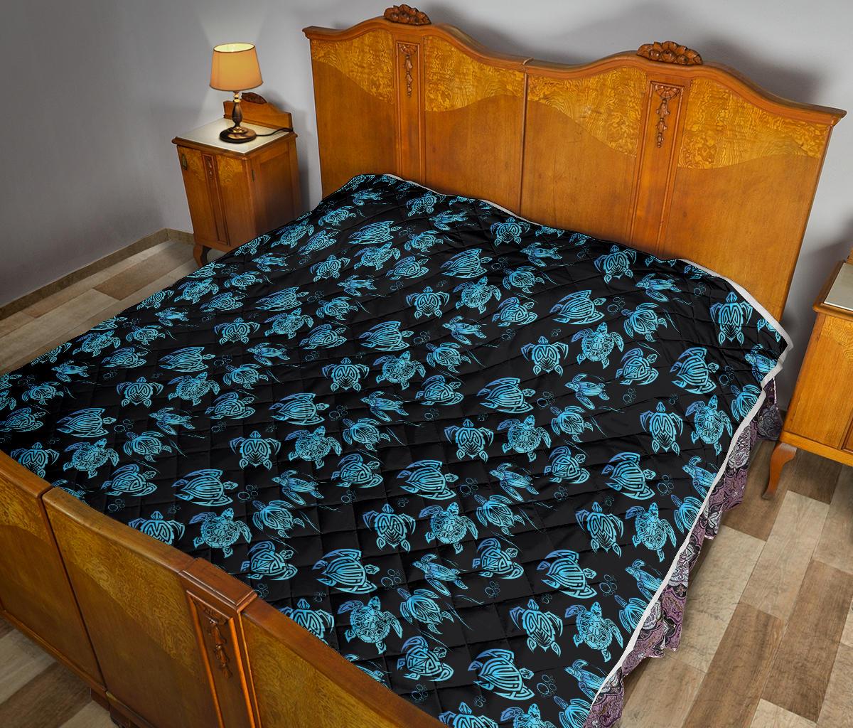 Tribal Turtle Polynesian Themed Design Premium Quilt-JTAMIGO.COM