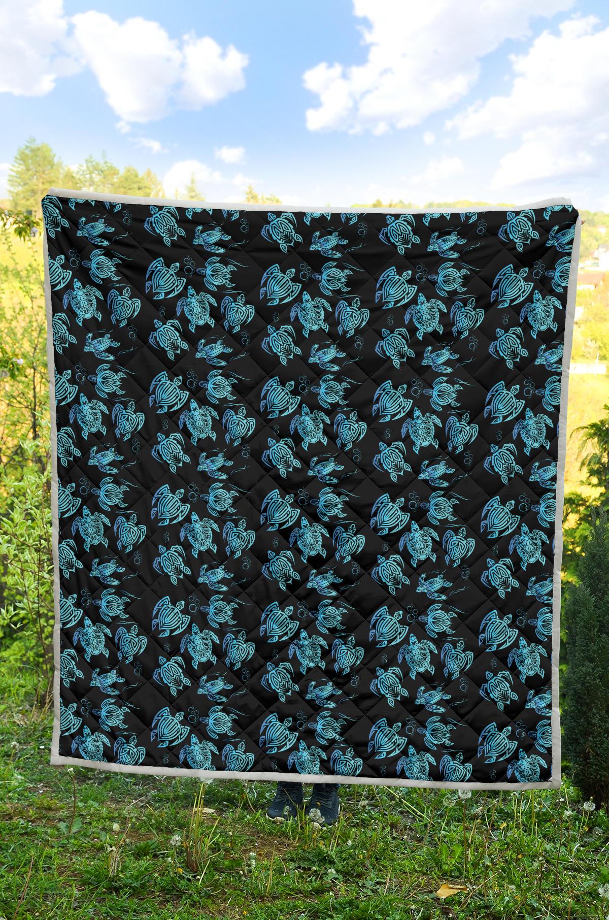 Tribal Turtle Polynesian Themed Design Premium Quilt-JTAMIGO.COM