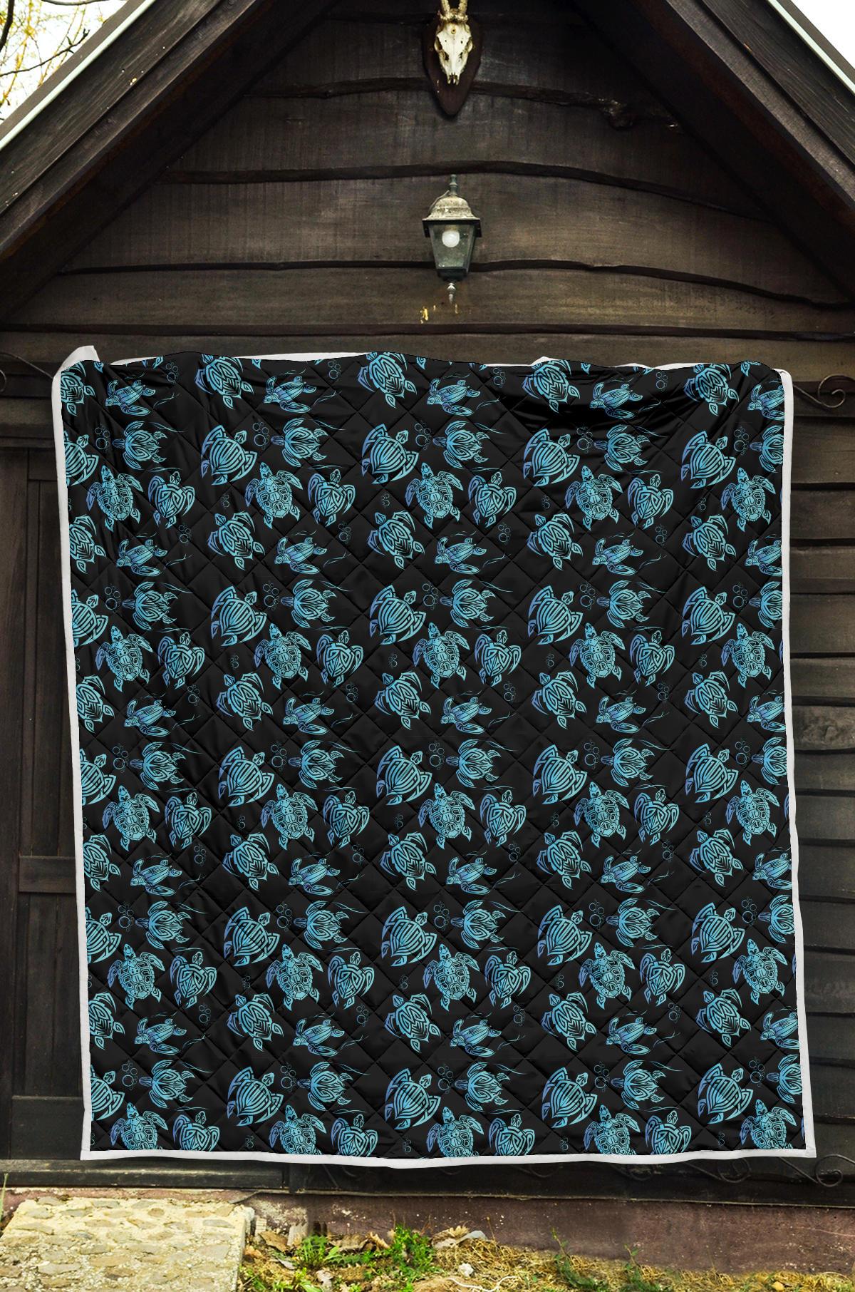 Tribal Turtle Polynesian Themed Design Premium Quilt-JTAMIGO.COM