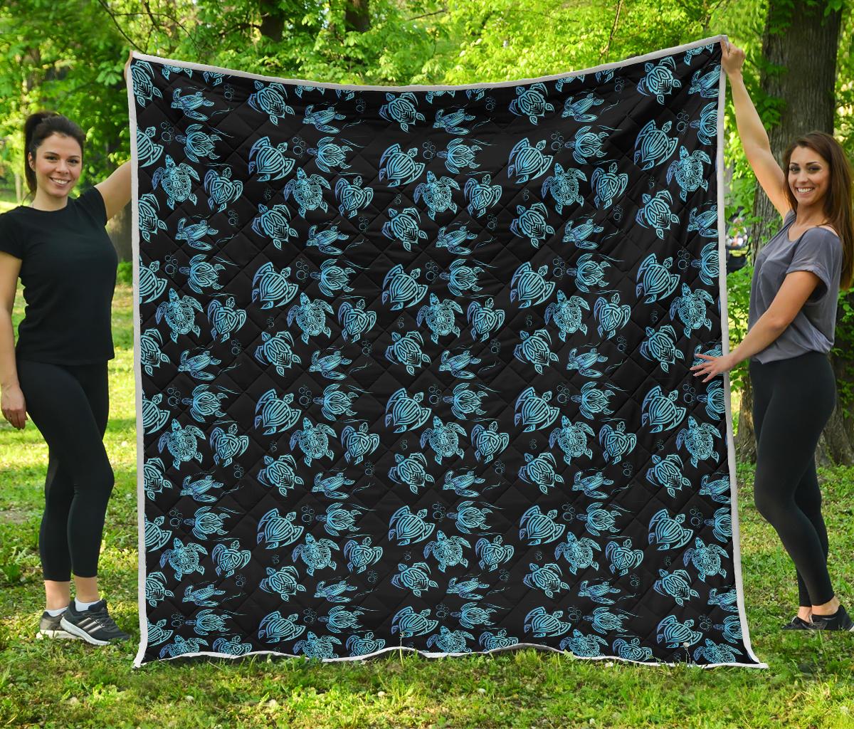 Tribal Turtle Polynesian Themed Design Premium Quilt-JTAMIGO.COM