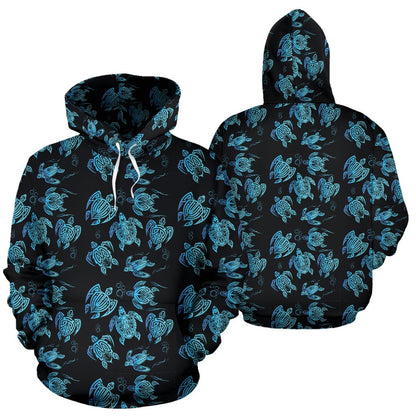Tribal Turtle Polynesian Themed Design Pullover Hoodie
