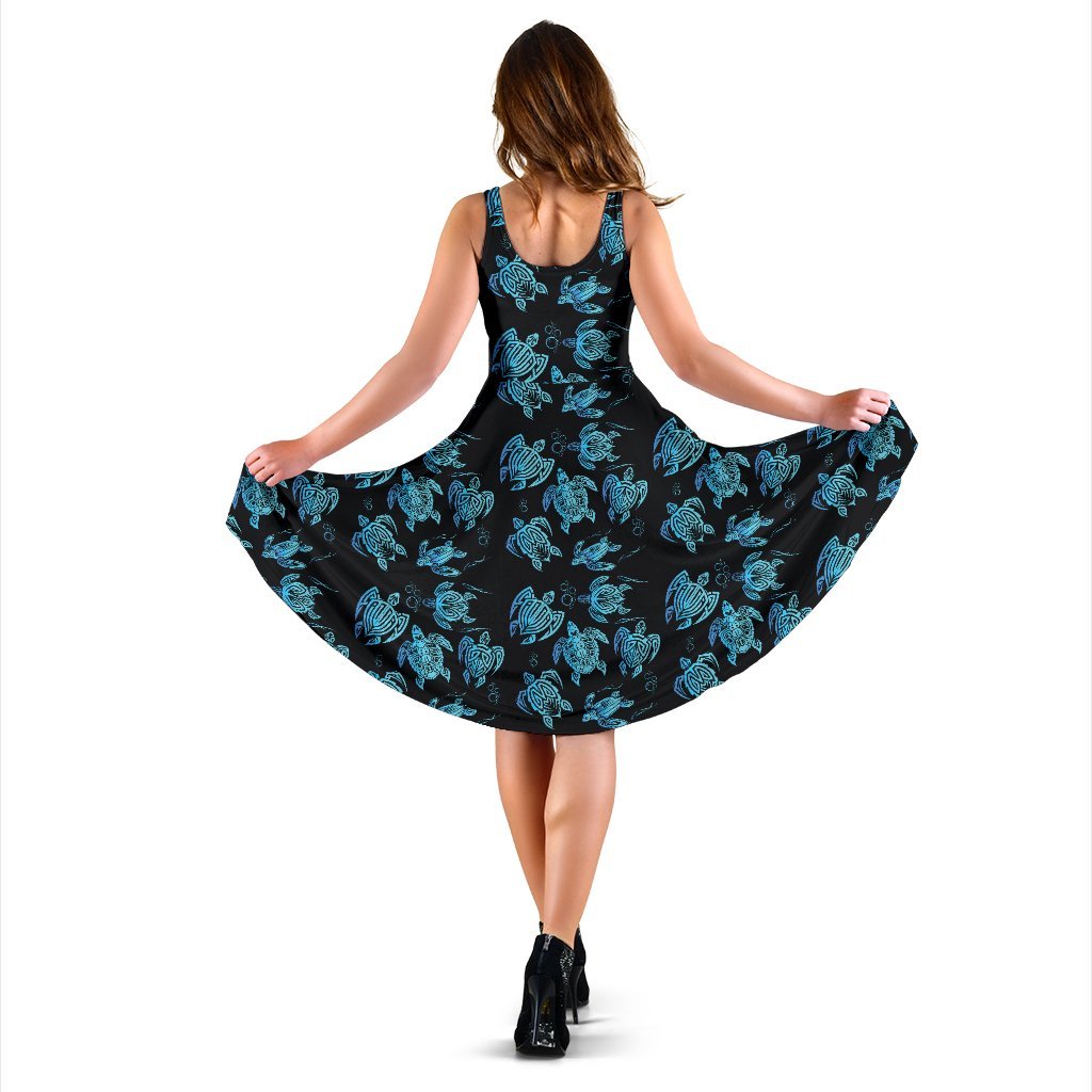 Tribal Turtle Polynesian Themed Design Sleeveless Dress