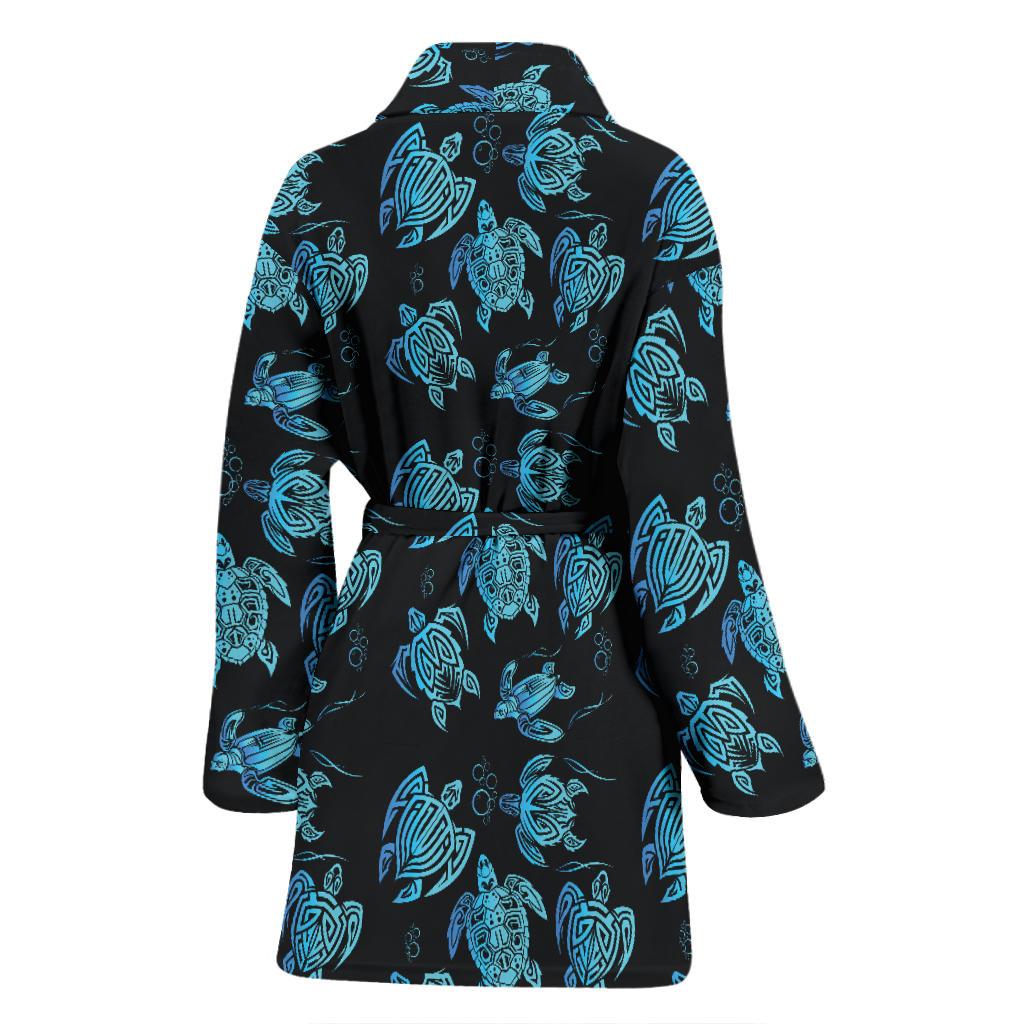 Tribal Turtle Polynesian Themed Design Women Bath Robe-JTAMIGO.COM