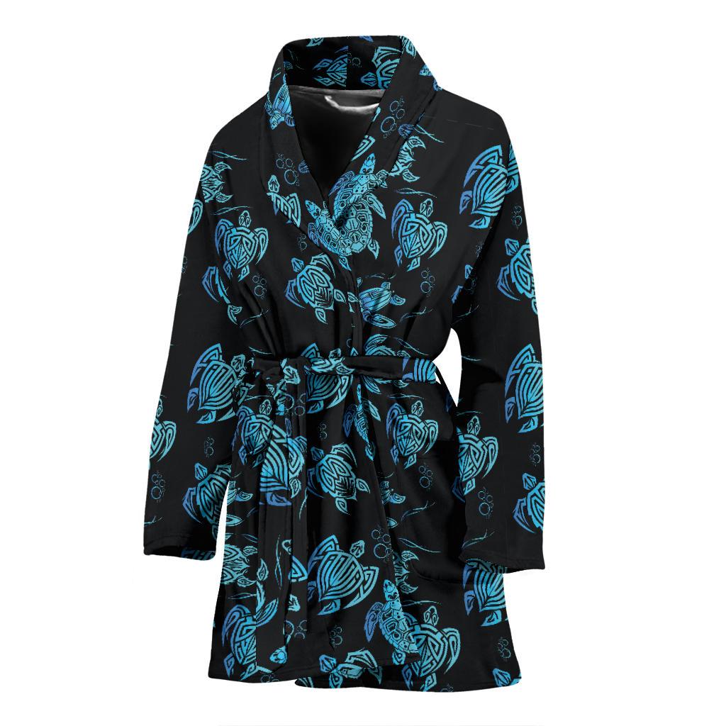 Tribal Turtle Polynesian Themed Design Women Bath Robe-JTAMIGO.COM