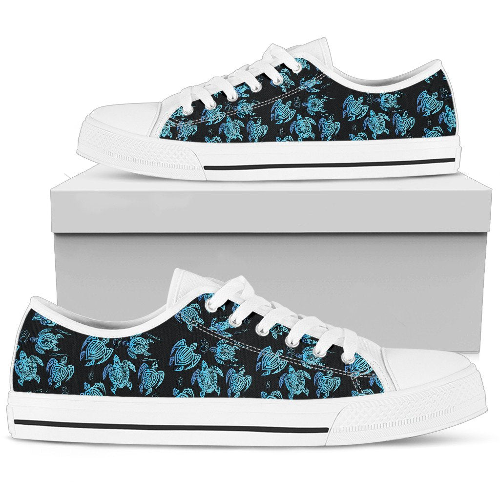 Tribal Turtle Polynesian Themed Design Women Low Top Shoes-JTAMIGO.COM