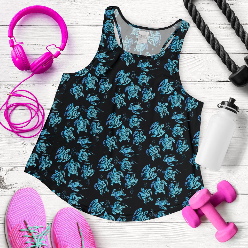 Tribal Turtle Polynesian Themed Design Women Racerback Tank Top