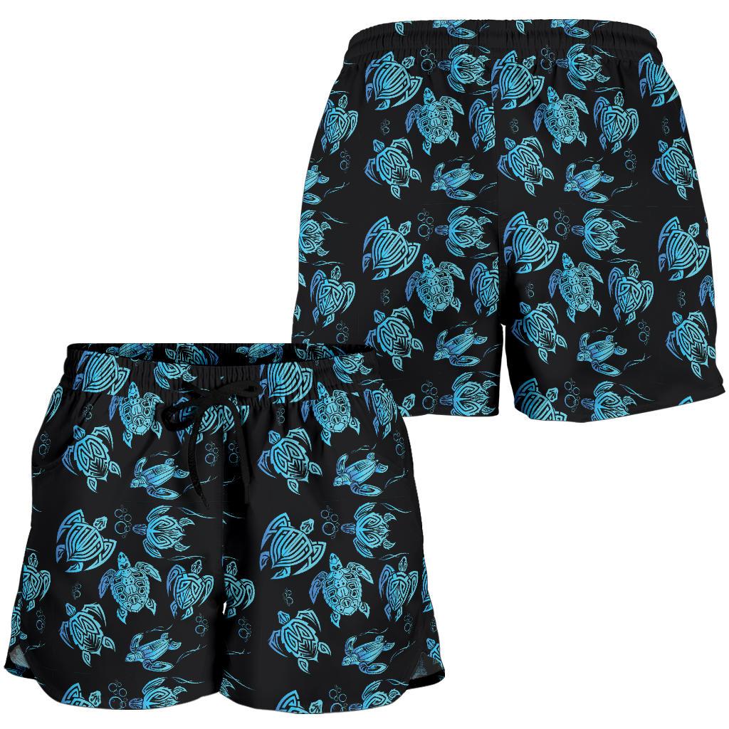 Tribal Turtle Polynesian Themed Design Women Shorts-JTAMIGO.COM