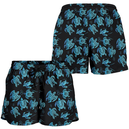 Tribal Turtle Polynesian Themed Design Women Shorts-JTAMIGO.COM