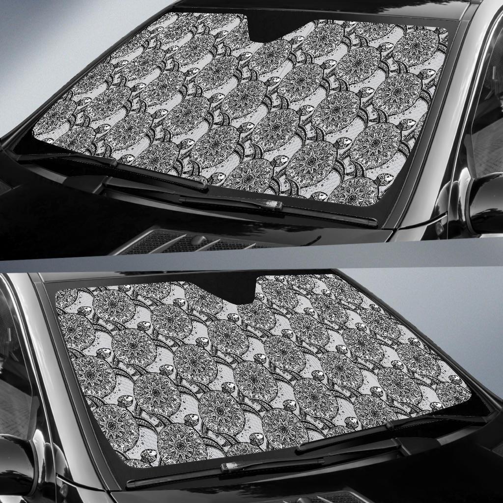 Tribal Turtle Polynesian Themed Print Car Sun Shade For Windshield