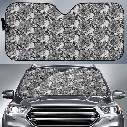 Tribal Turtle Polynesian Themed Print Car Sun Shade For Windshield