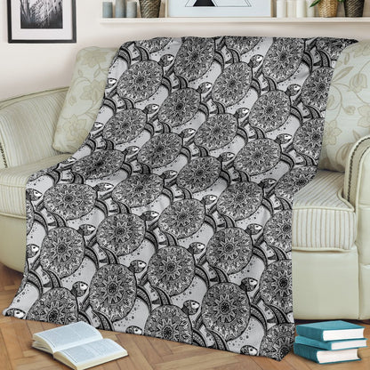 Tribal Turtle Polynesian Themed Print Fleece Blanket