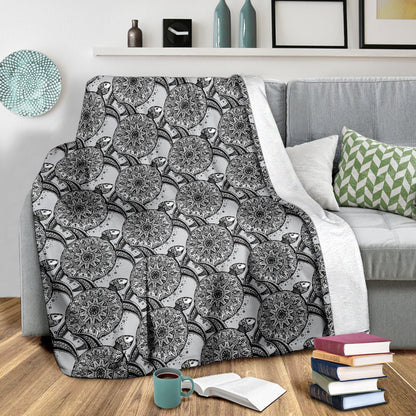 Tribal Turtle Polynesian Themed Print Fleece Blanket
