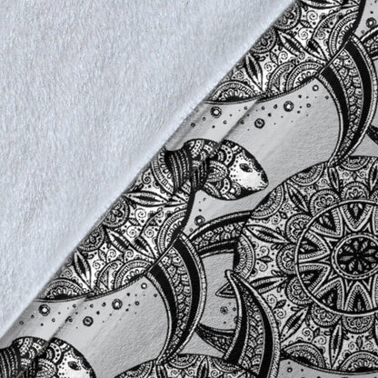 Tribal Turtle Polynesian Themed Print Fleece Blanket