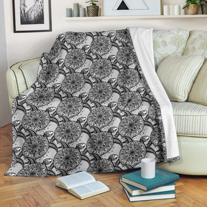Tribal Turtle Polynesian Themed Print Fleece Blanket