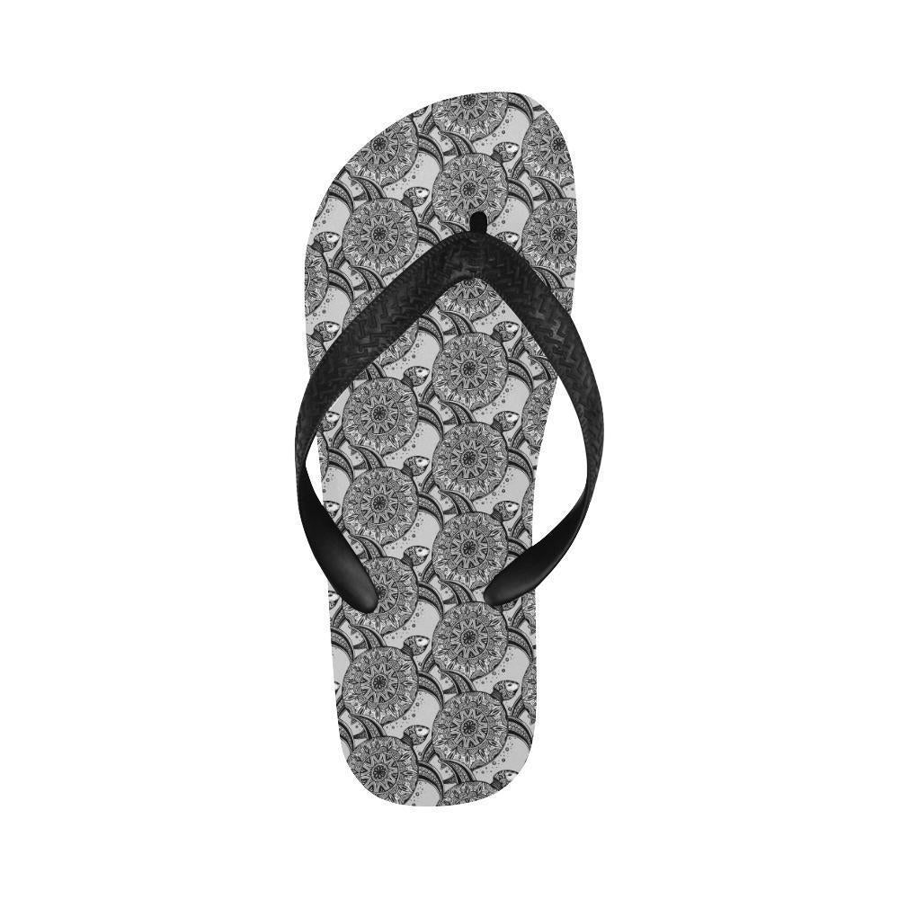 Tribal Turtle Polynesian Themed Print Flip Flops-JTAMIGO.COM