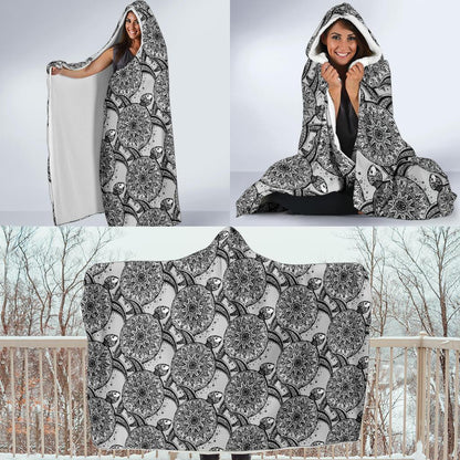 Tribal Turtle Polynesian Themed Print Hooded Blanket-JTAMIGO.COM