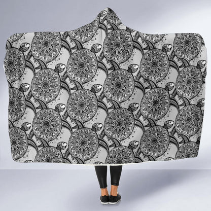 Tribal Turtle Polynesian Themed Print Hooded Blanket-JTAMIGO.COM