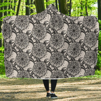 Tribal Turtle Polynesian Themed Print Hooded Blanket-JTAMIGO.COM