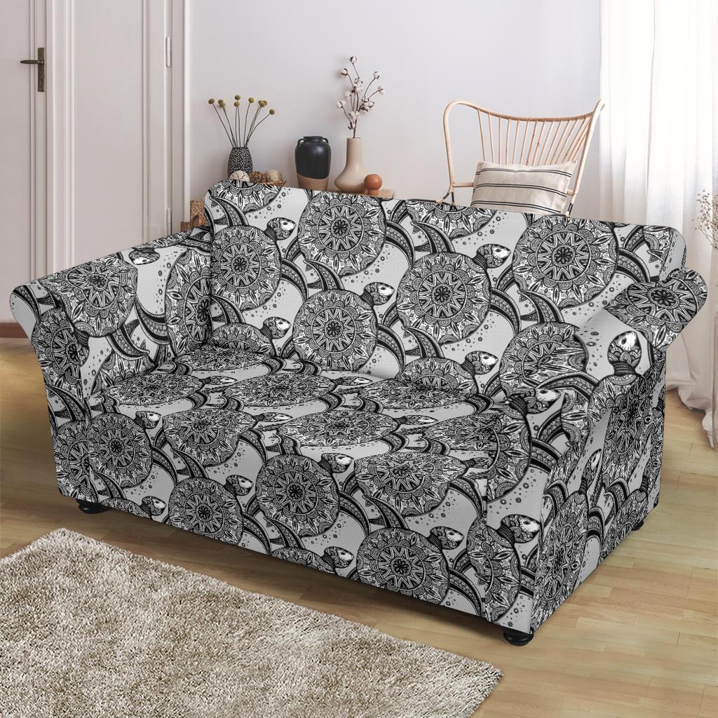 Tribal Turtle Polynesian Themed Print Loveseat Slipcover-JTAMIGO.COM