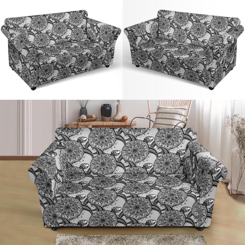 Tribal Turtle Polynesian Themed Print Loveseat Slipcover-JTAMIGO.COM