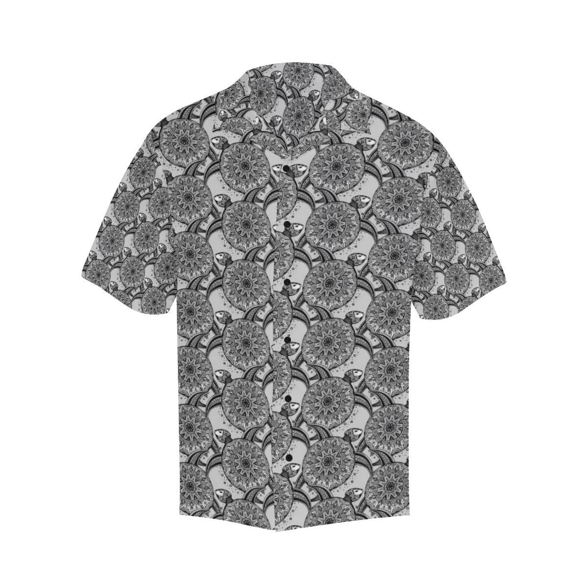 Tribal Turtle Polynesian Themed Print Men Aloha Hawaiian Shirt