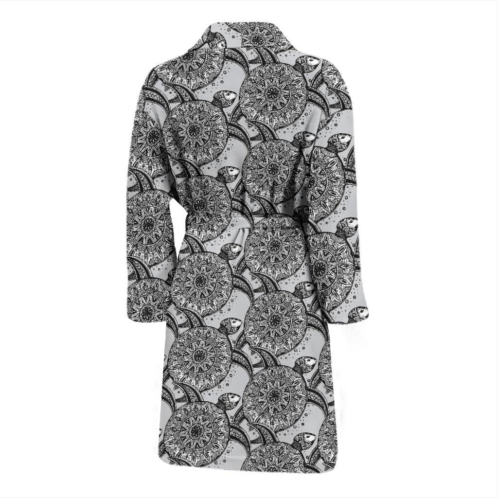 Tribal Turtle Polynesian Themed Print Men Bath Robe-JTAMIGO.COM