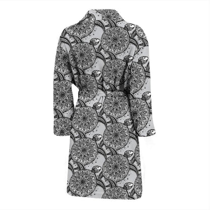 Tribal Turtle Polynesian Themed Print Men Bath Robe-JTAMIGO.COM