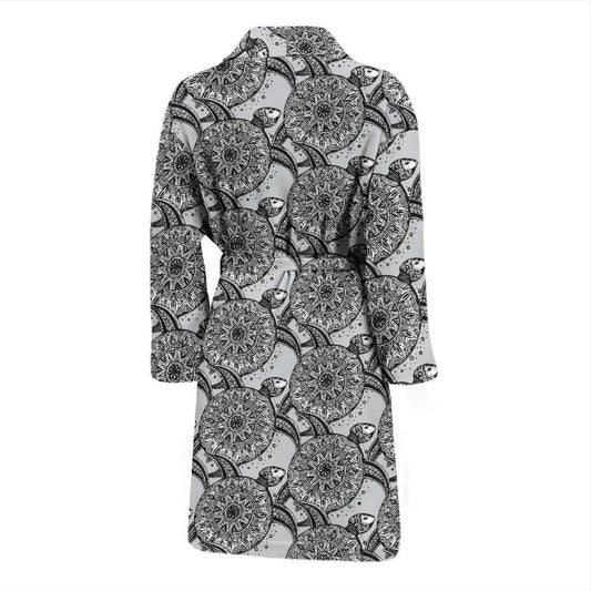 Tribal Turtle Polynesian Themed Print Men Bath Robe-JTAMIGO.COM