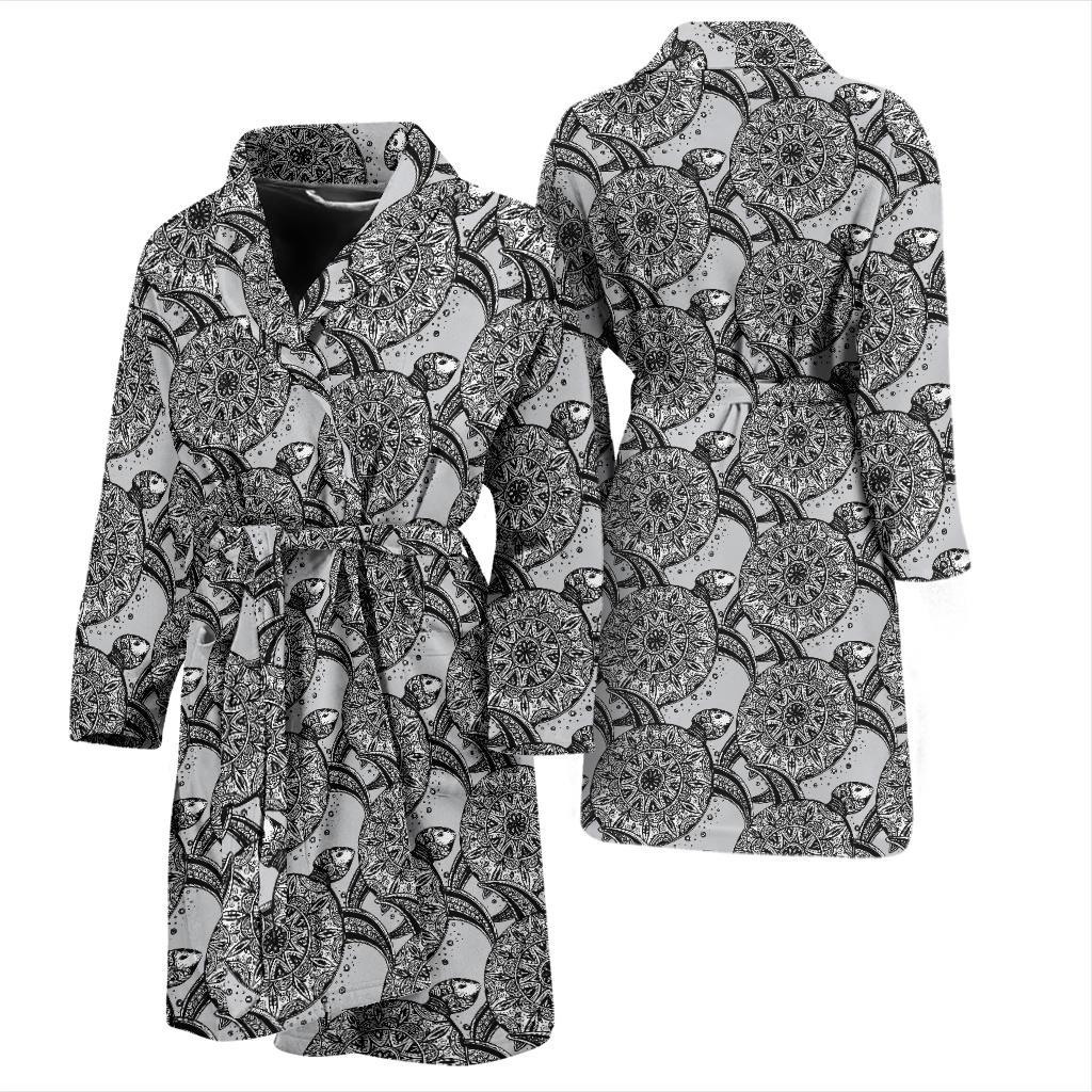 Tribal Turtle Polynesian Themed Print Men Bath Robe-JTAMIGO.COM