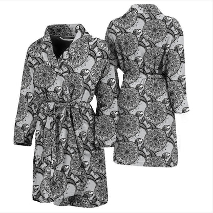 Tribal Turtle Polynesian Themed Print Men Bath Robe-JTAMIGO.COM
