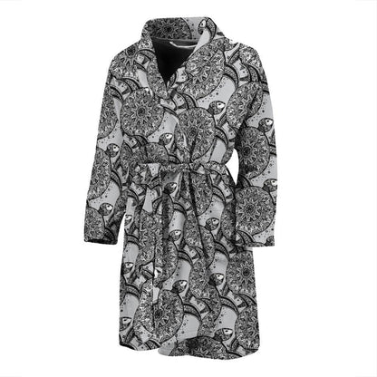 Tribal Turtle Polynesian Themed Print Men Bath Robe-JTAMIGO.COM