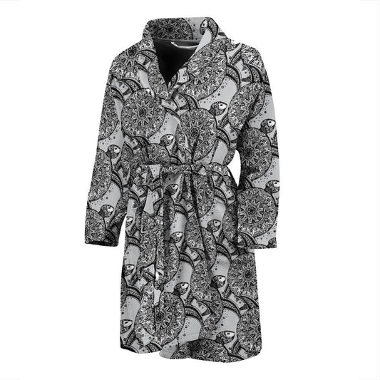 Tribal Turtle Polynesian Themed Print Men Bath Robe-JTAMIGO.COM