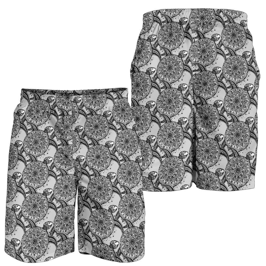 Tribal Turtle Polynesian Themed Print Mens Shorts-JTAMIGO.COM