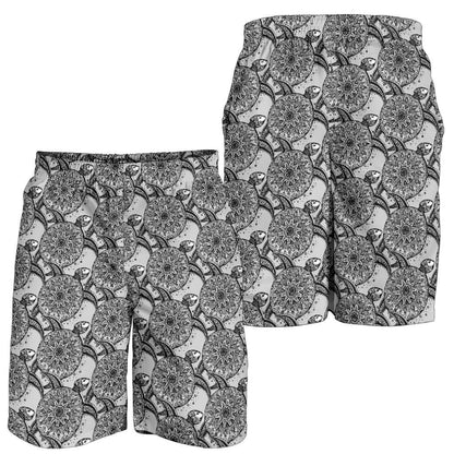 Tribal Turtle Polynesian Themed Print Mens Shorts-JTAMIGO.COM