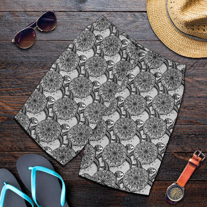 Tribal Turtle Polynesian Themed Print Mens Shorts-JTAMIGO.COM