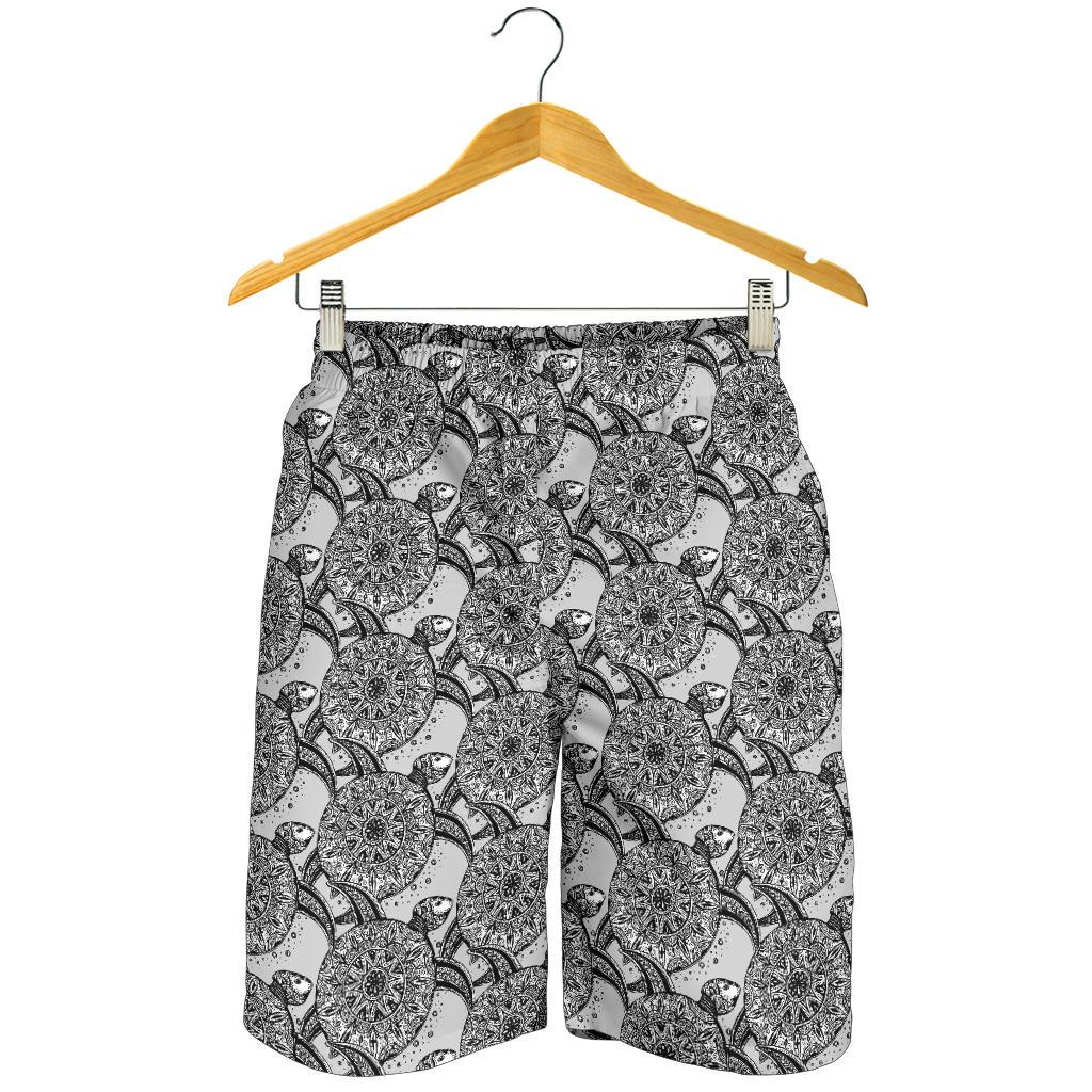 Tribal Turtle Polynesian Themed Print Mens Shorts-JTAMIGO.COM