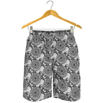 Tribal Turtle Polynesian Themed Print Mens Shorts-JTAMIGO.COM