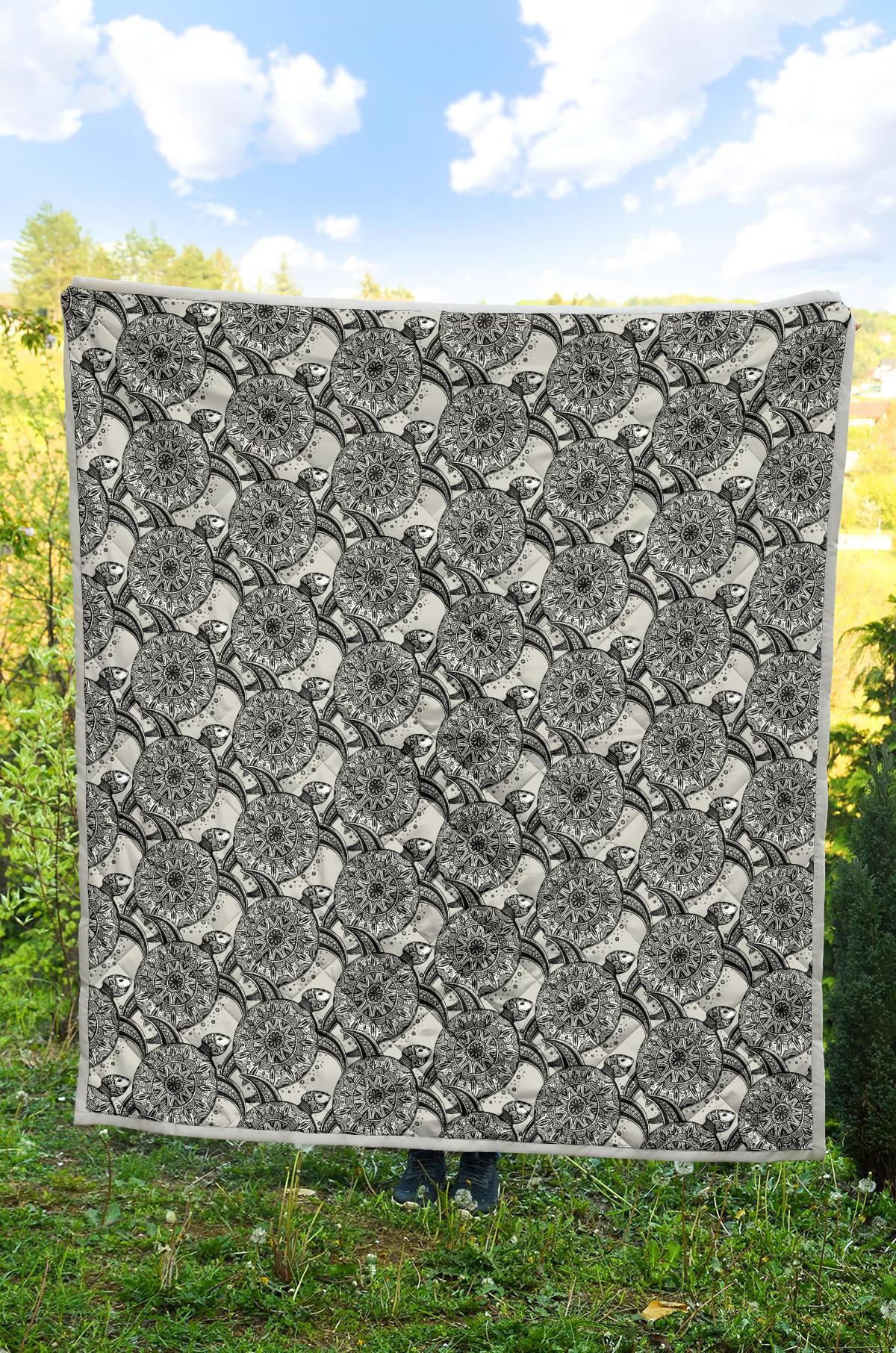 Tribal Turtle Polynesian Themed Print Premium Quilt-JTAMIGO.COM