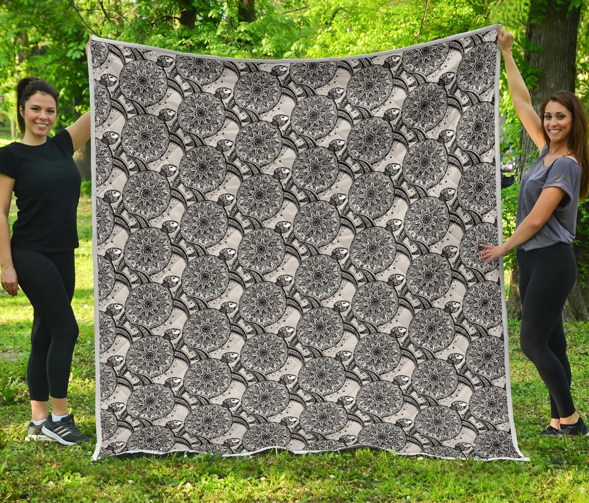 Tribal Turtle Polynesian Themed Print Premium Quilt-JTAMIGO.COM
