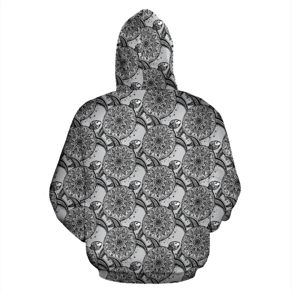 Tribal Turtle Polynesian Themed Print Pullover Hoodie