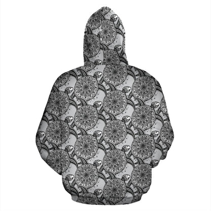 Tribal Turtle Polynesian Themed Print Pullover Hoodie