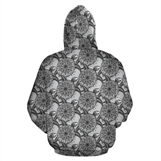 Tribal Turtle Polynesian Themed Print Pullover Hoodie